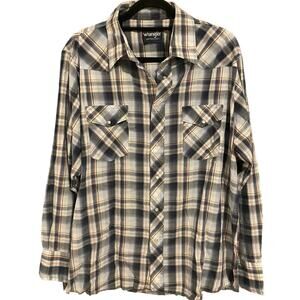 Vintage 90s Wrangler Western Pearl Snap Long Sleeve Shirt Adult Large